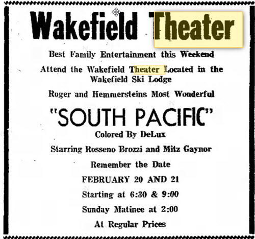 Wakefield Theatre - Feb 1965 Ad - Probably A Different Theater (newer photo)
